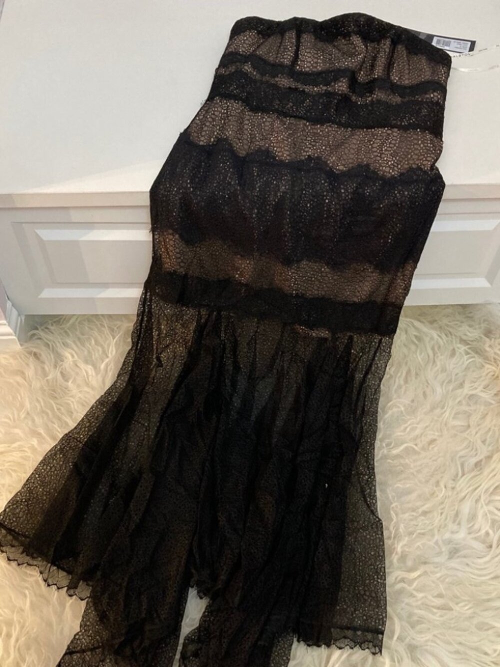 HALSTON HERITAGE Strapless Lace Gown 1440 - Picture 4 of 7